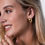14K Gold Half Dome Stud Earrings - Pair