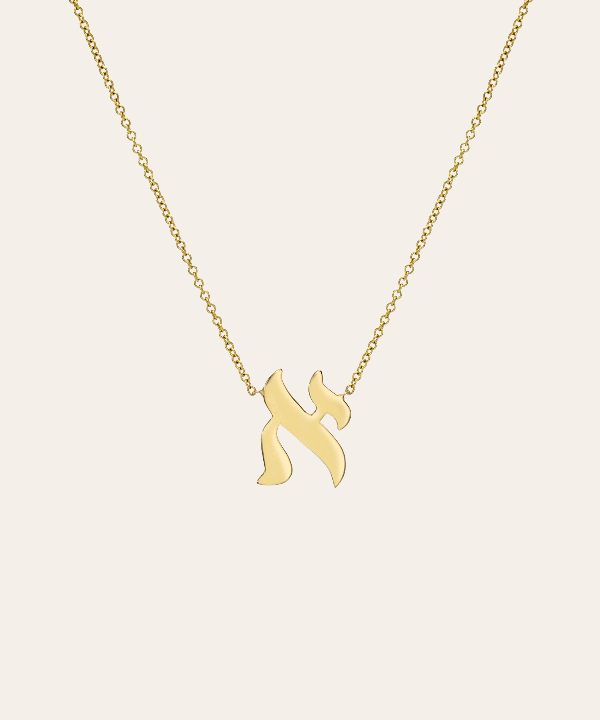 14K Gold Hebrew Initial Necklace Personalized Zoe Lev Jewelry