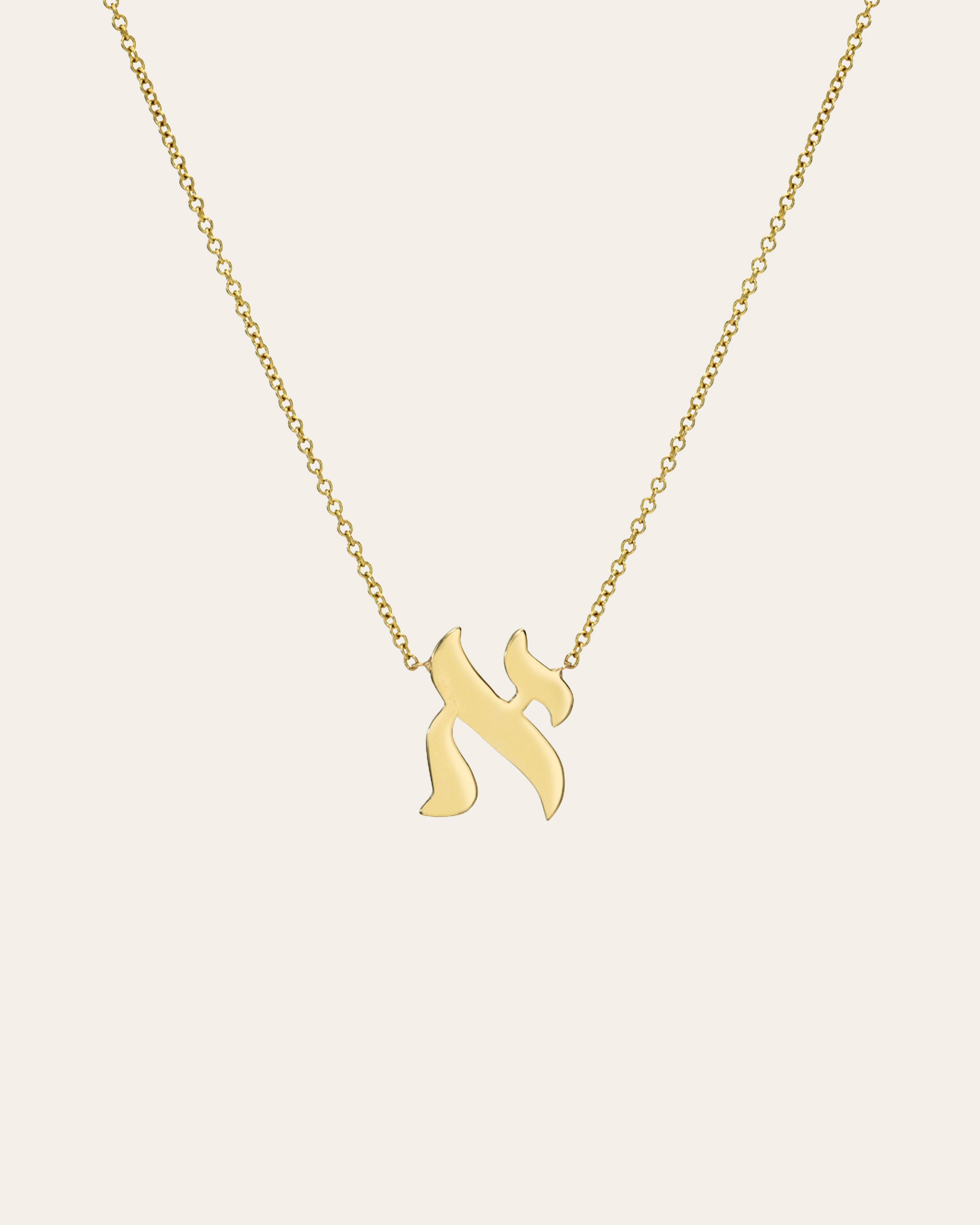 14K Gold Hebrew Initial Necklace Personalized Zoe Lev Jewelry