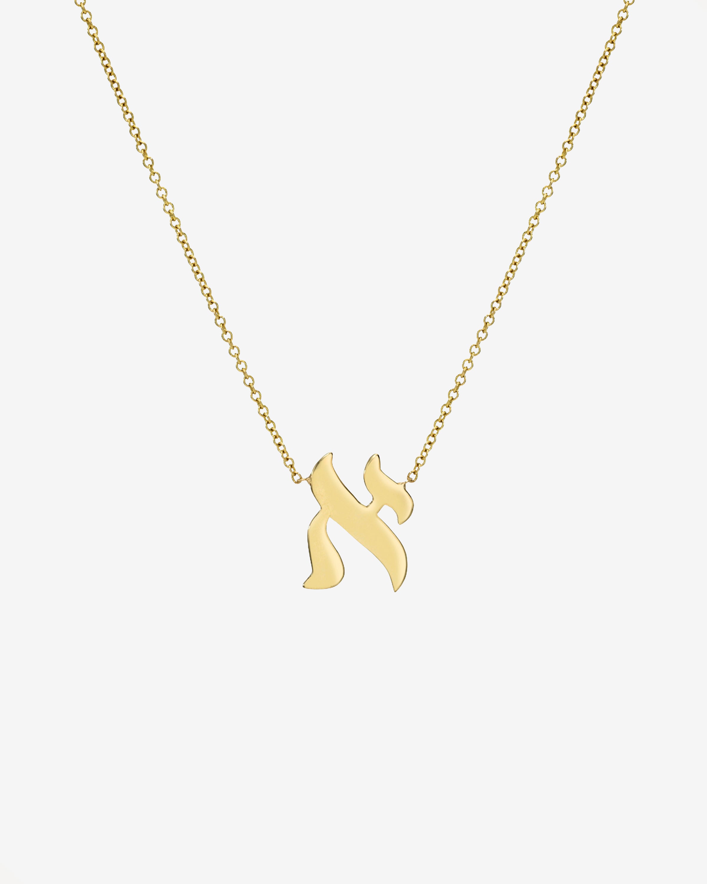 14K Gold Hebrew Initial Necklace Personalized Zoe Lev Jewelry