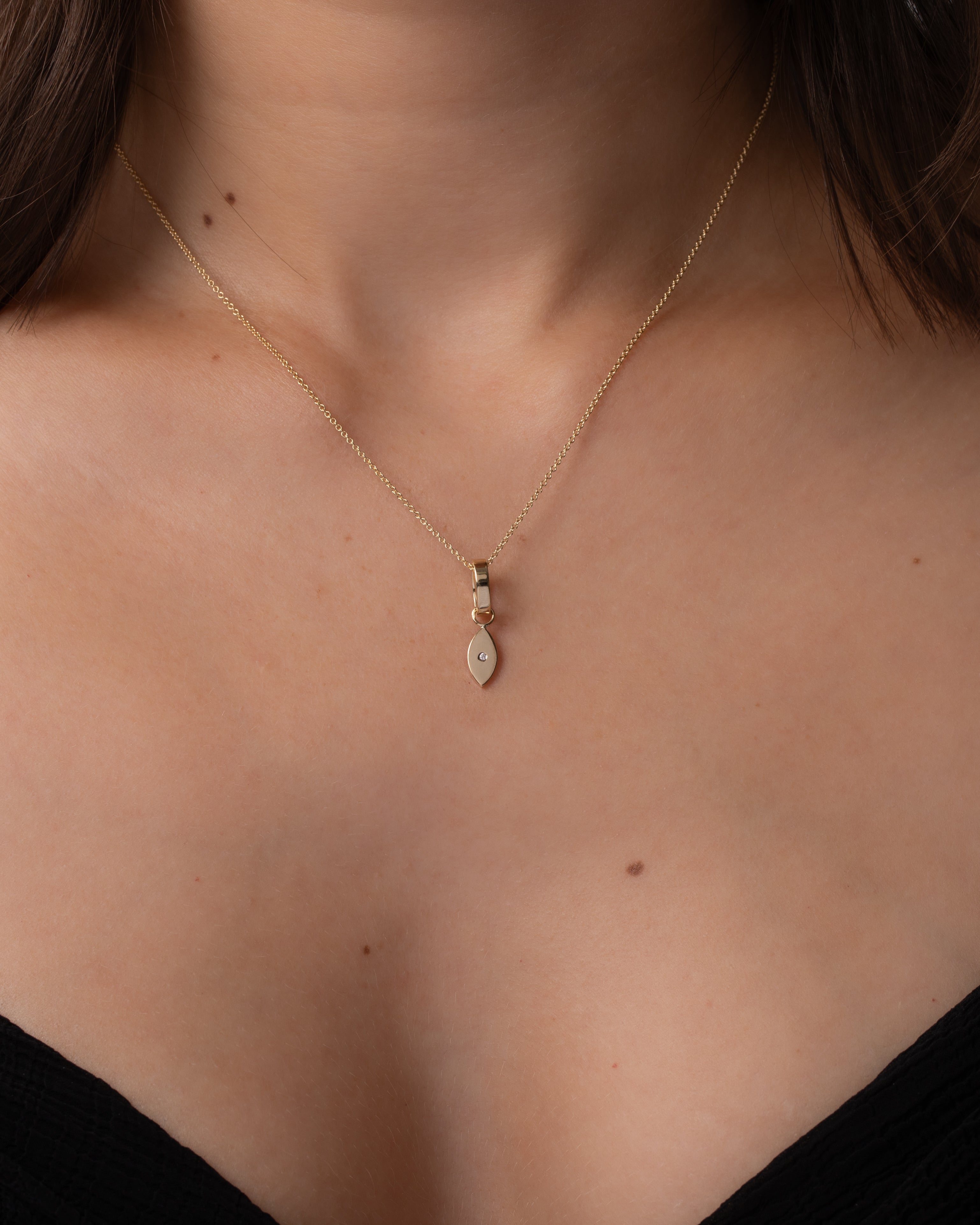 14K Gold Heirloom Charm with Diamond Evil Eye SAMPLE SALE Zoe Lev Jewelry