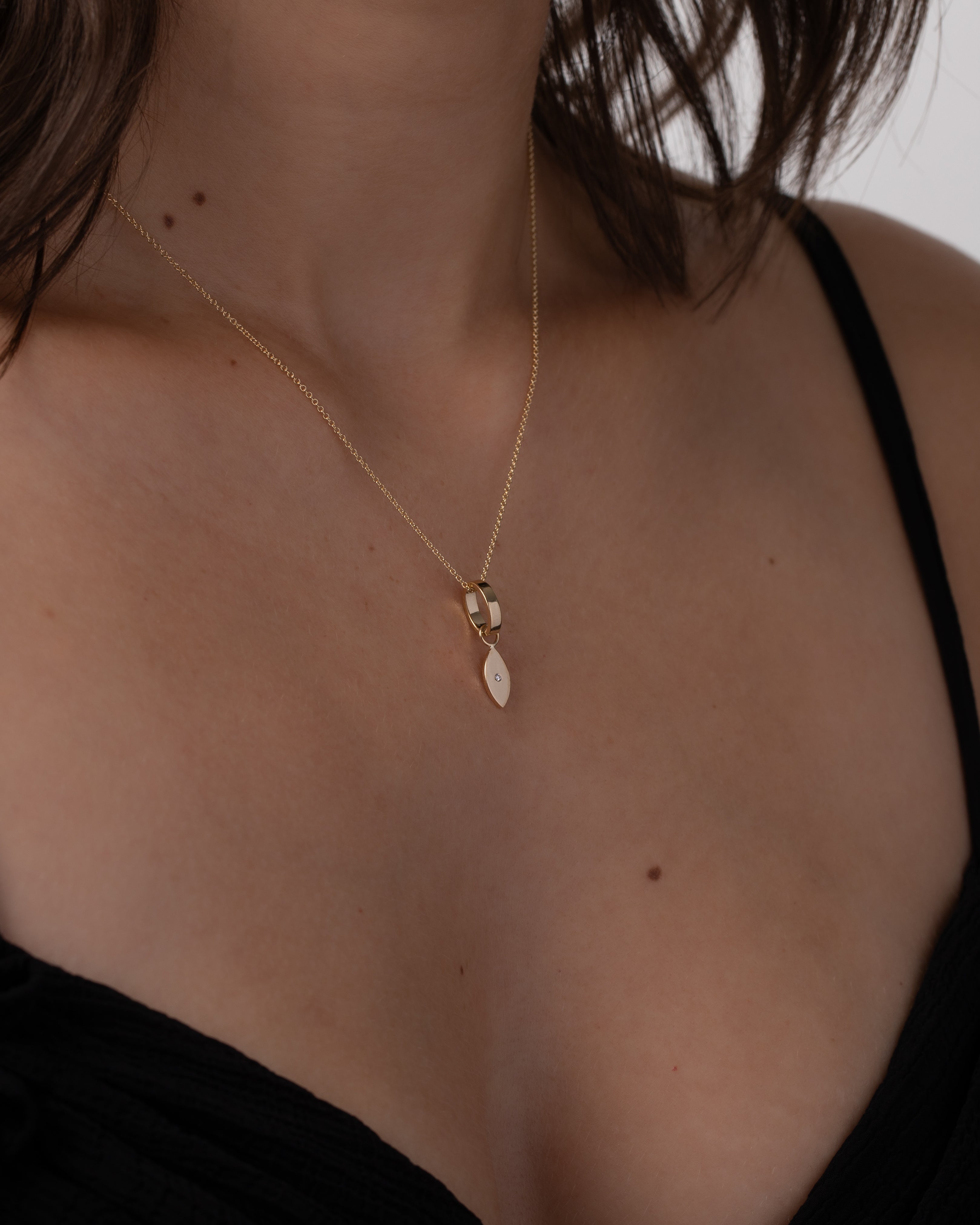 14K Gold Heirloom Charm with Diamond Evil Eye SAMPLE SALE Zoe Lev Jewelry