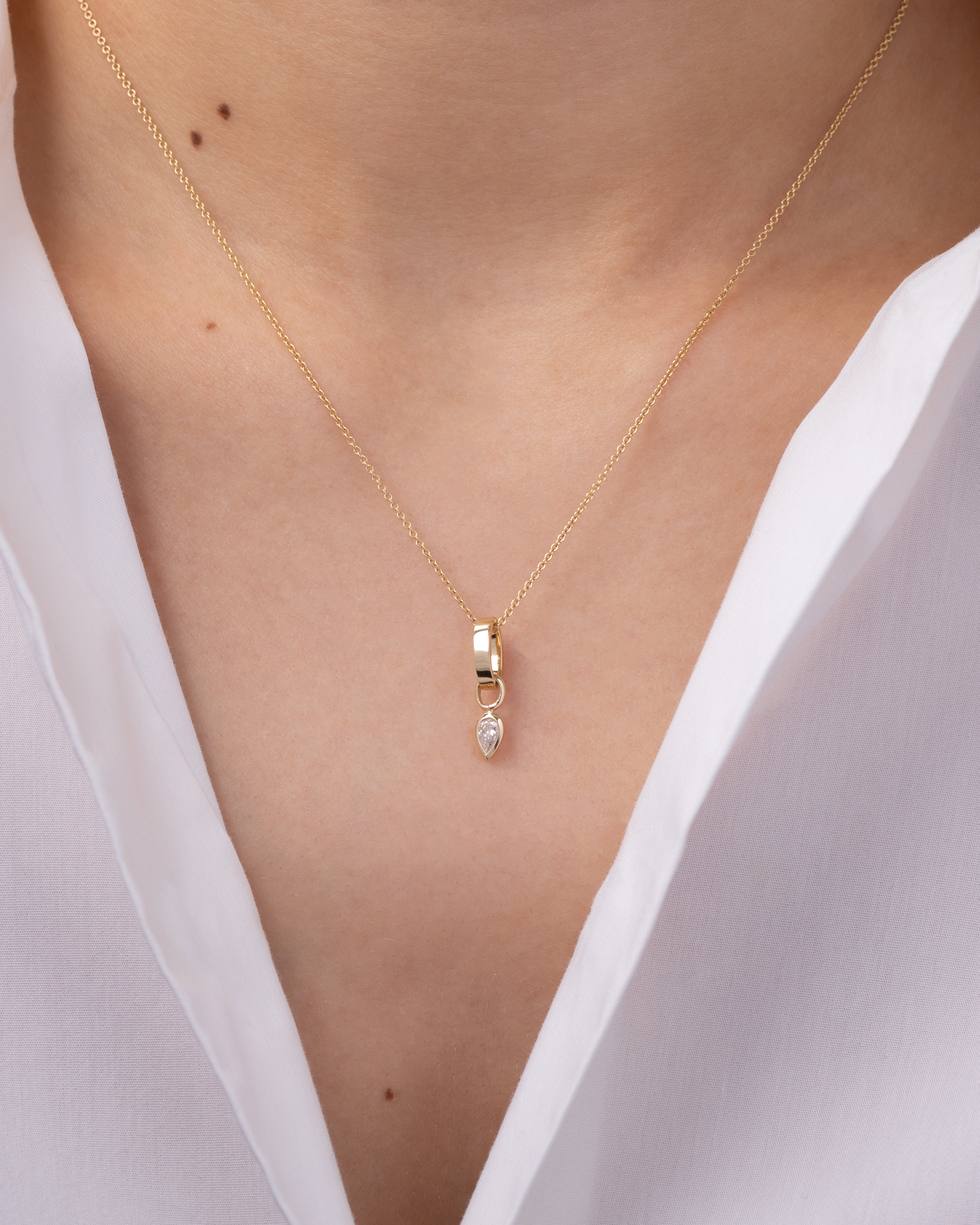 14K Gold Heirloom Charm with Diamond Pear Bezel Zoe Lev Jewelry