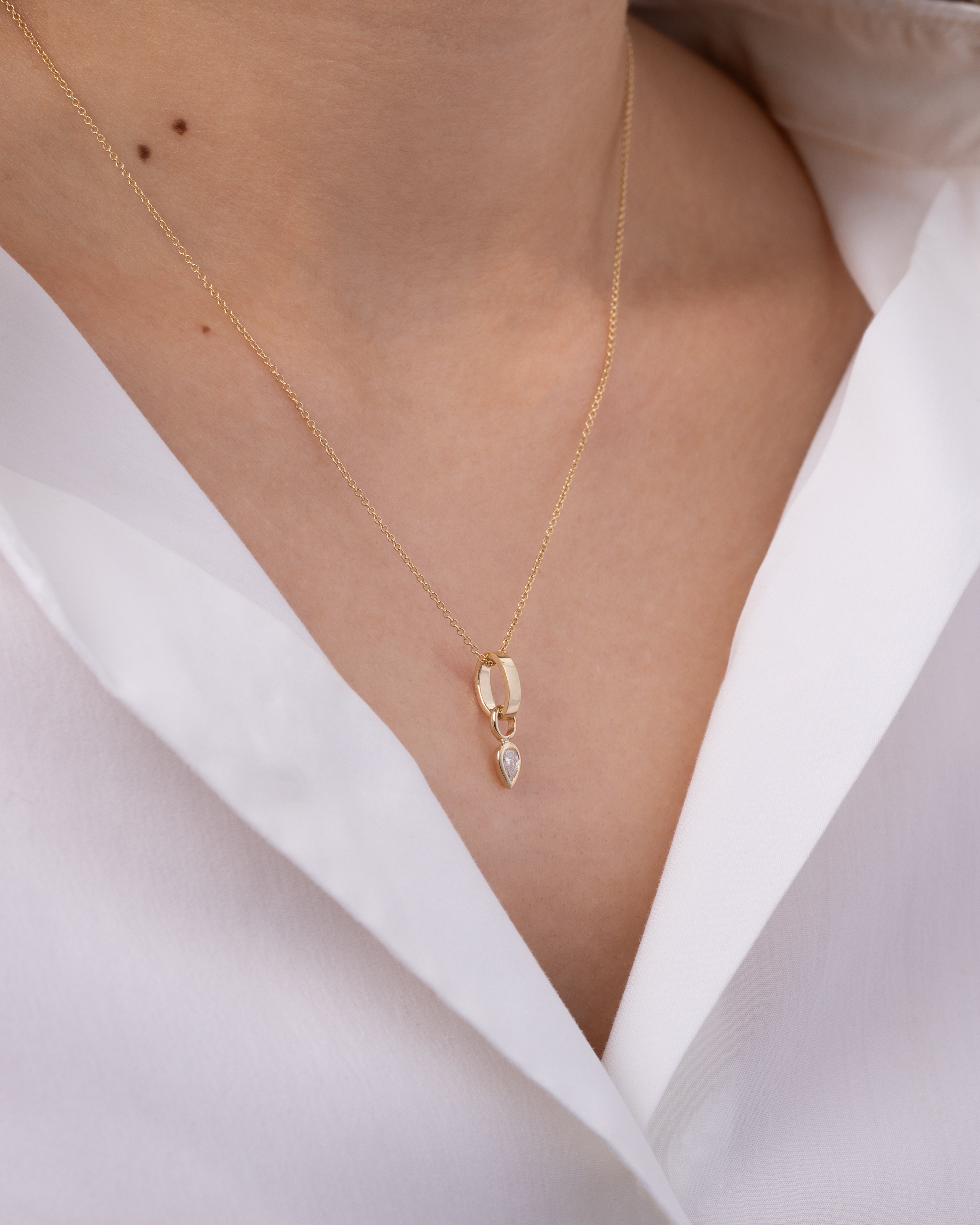 14K Gold Heirloom Charm with Diamond Pear Bezel Zoe Lev Jewelry