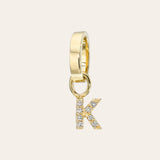 14K Gold Heirloom Charm with Mini Diamond Initial Personalized Zoe Lev Jewelry