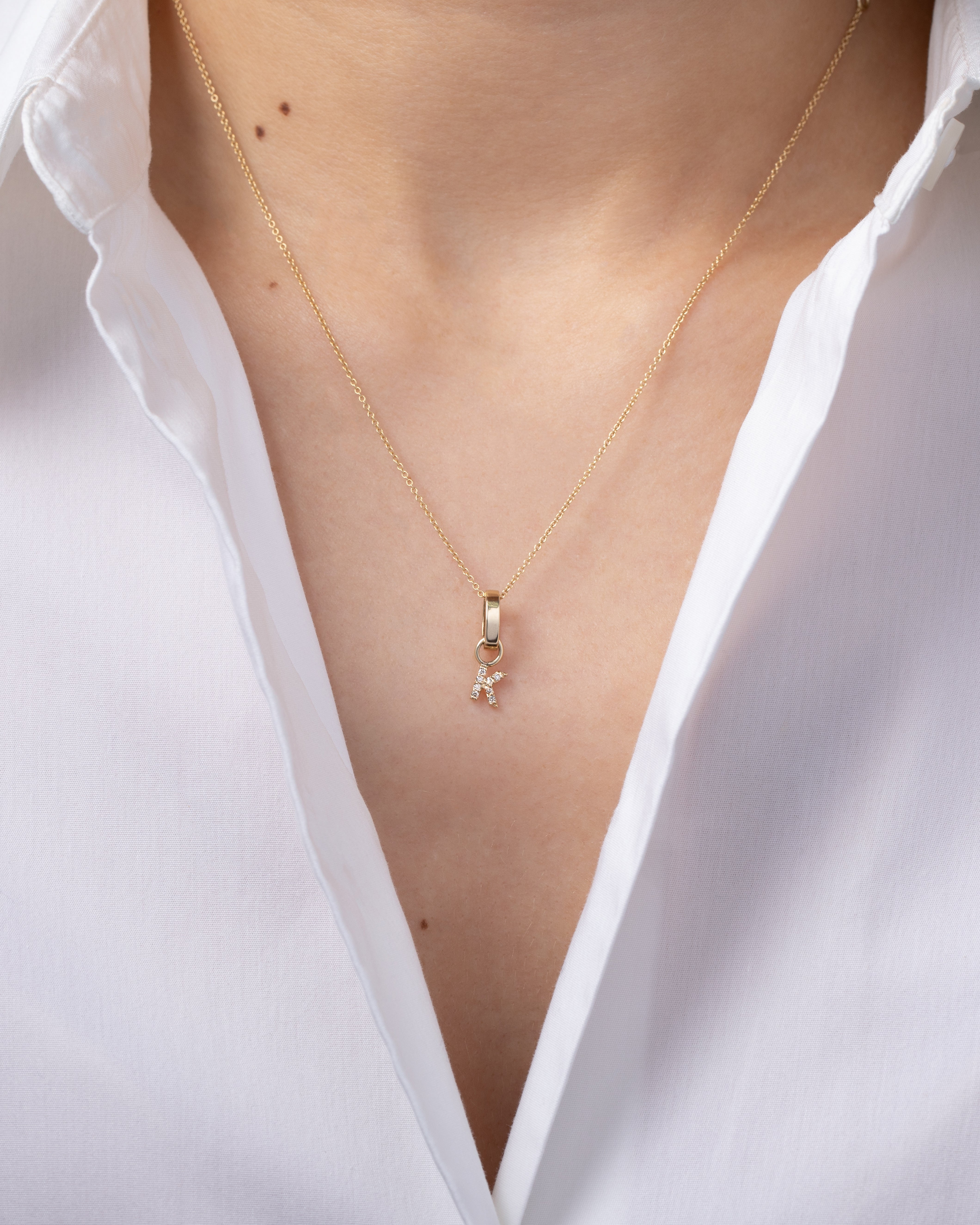 14K Gold Heirloom Charm with Mini Diamond Initial Personalized Zoe Lev Jewelry