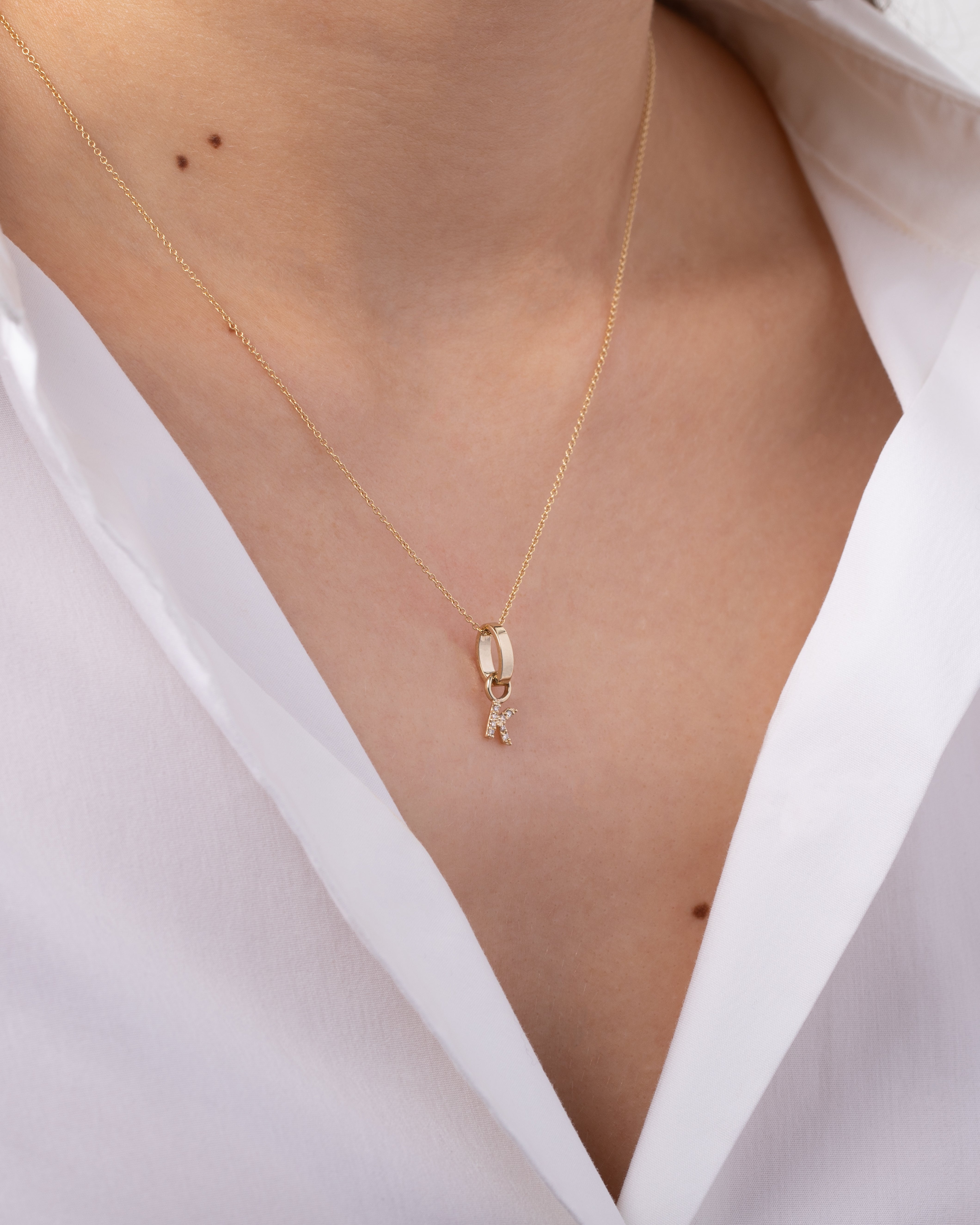 14K Gold Heirloom Charm with Mini Diamond Initial Personalized Zoe Lev Jewelry