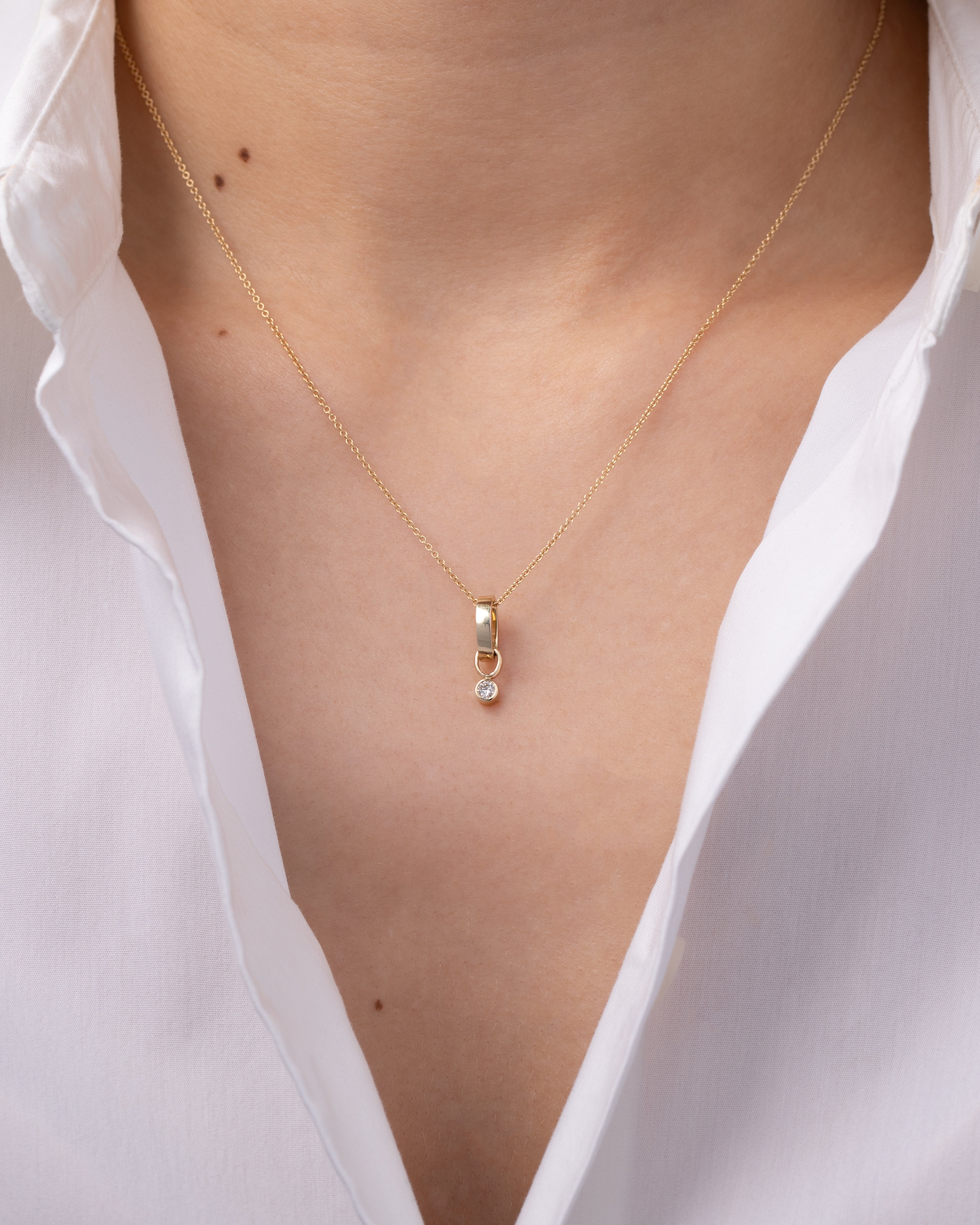 14K Gold Heirloom Charm with Small Diamond Bezel Zoe Lev Jewelry