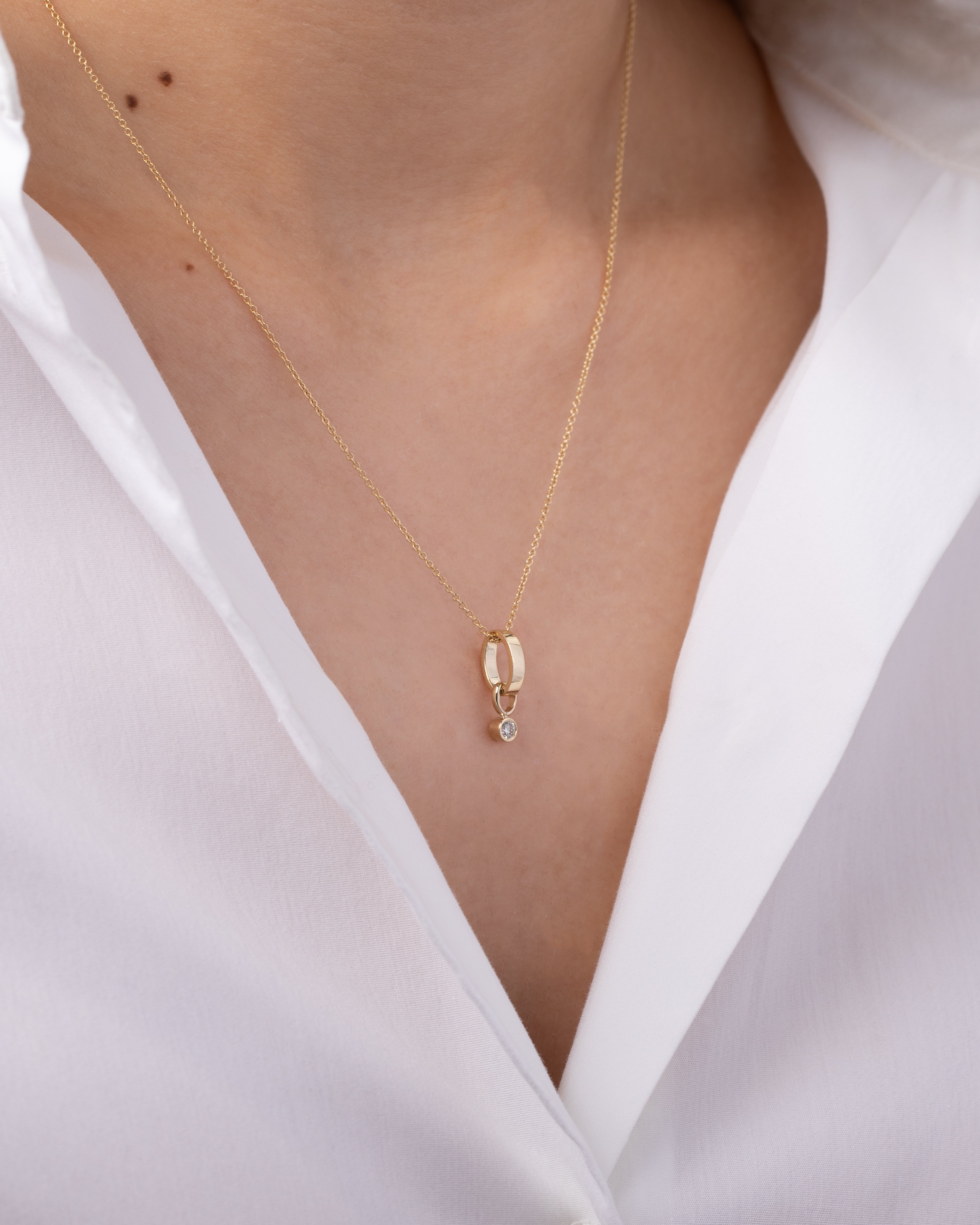 14K Gold Heirloom Charm with Small Diamond Bezel Zoe Lev Jewelry