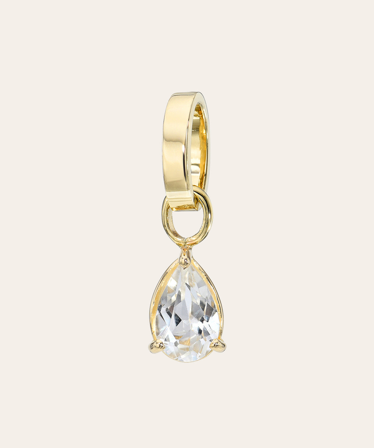 14K Gold Heirloom Charm with White Topaz Pear SAMPLE SALE Zoe Lev Jewelry