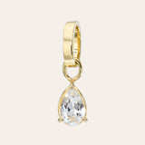 14K Gold Heirloom Charm with White Topaz Pear SAMPLE SALE Zoe Lev Jewelry