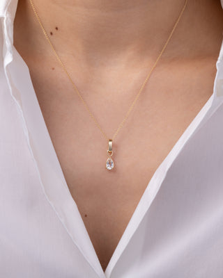 14K Gold Heirloom Charm with White Topaz Pear