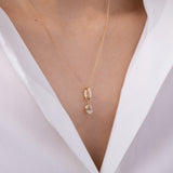 14K Gold Heirloom Charm with White Topaz Pear SAMPLE SALE Zoe Lev Jewelry