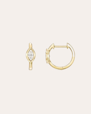 14k Gold Huggie Earring with Marquise Diamond