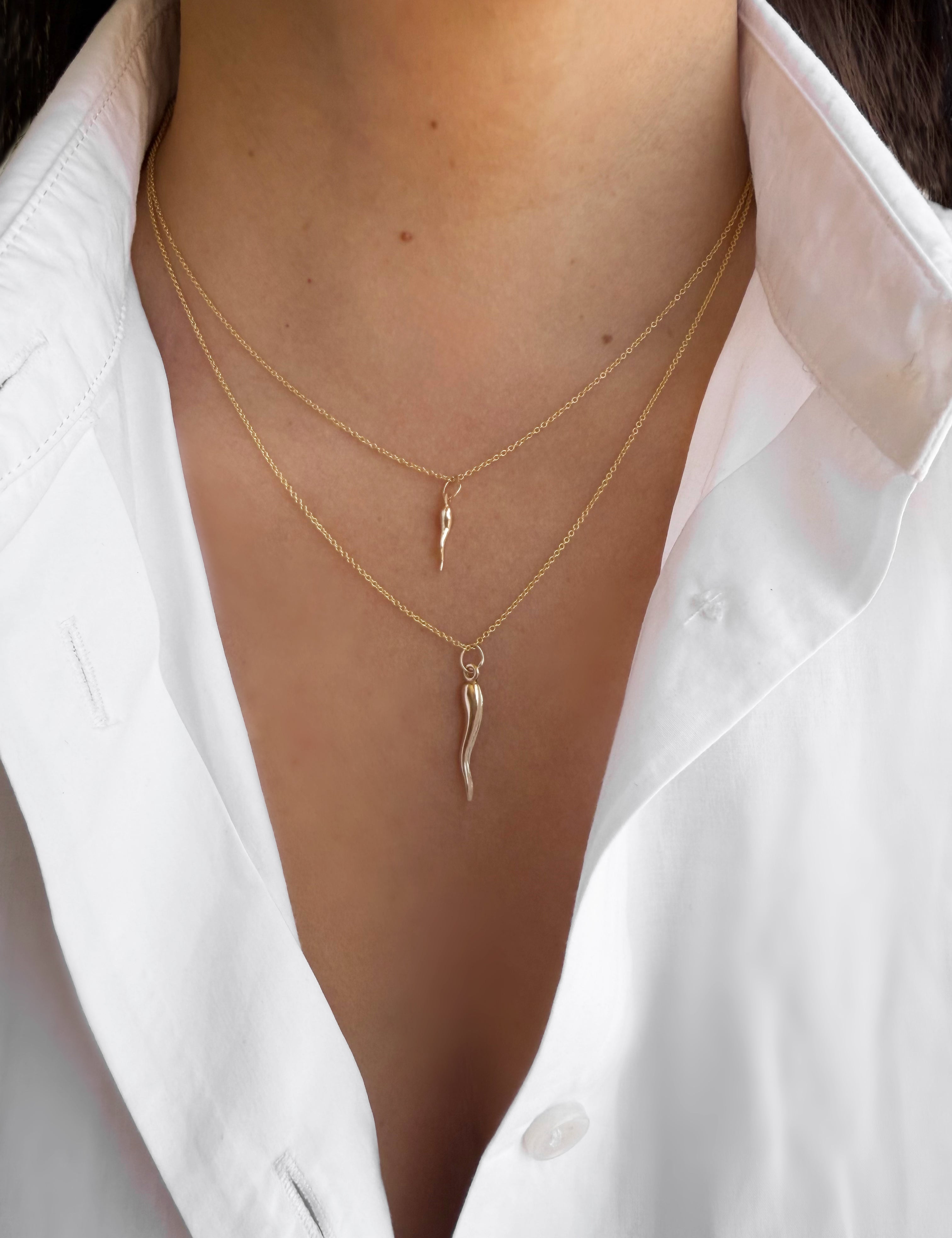 14K Gold Italian Horn Pendant Zoe Lev Jewelry