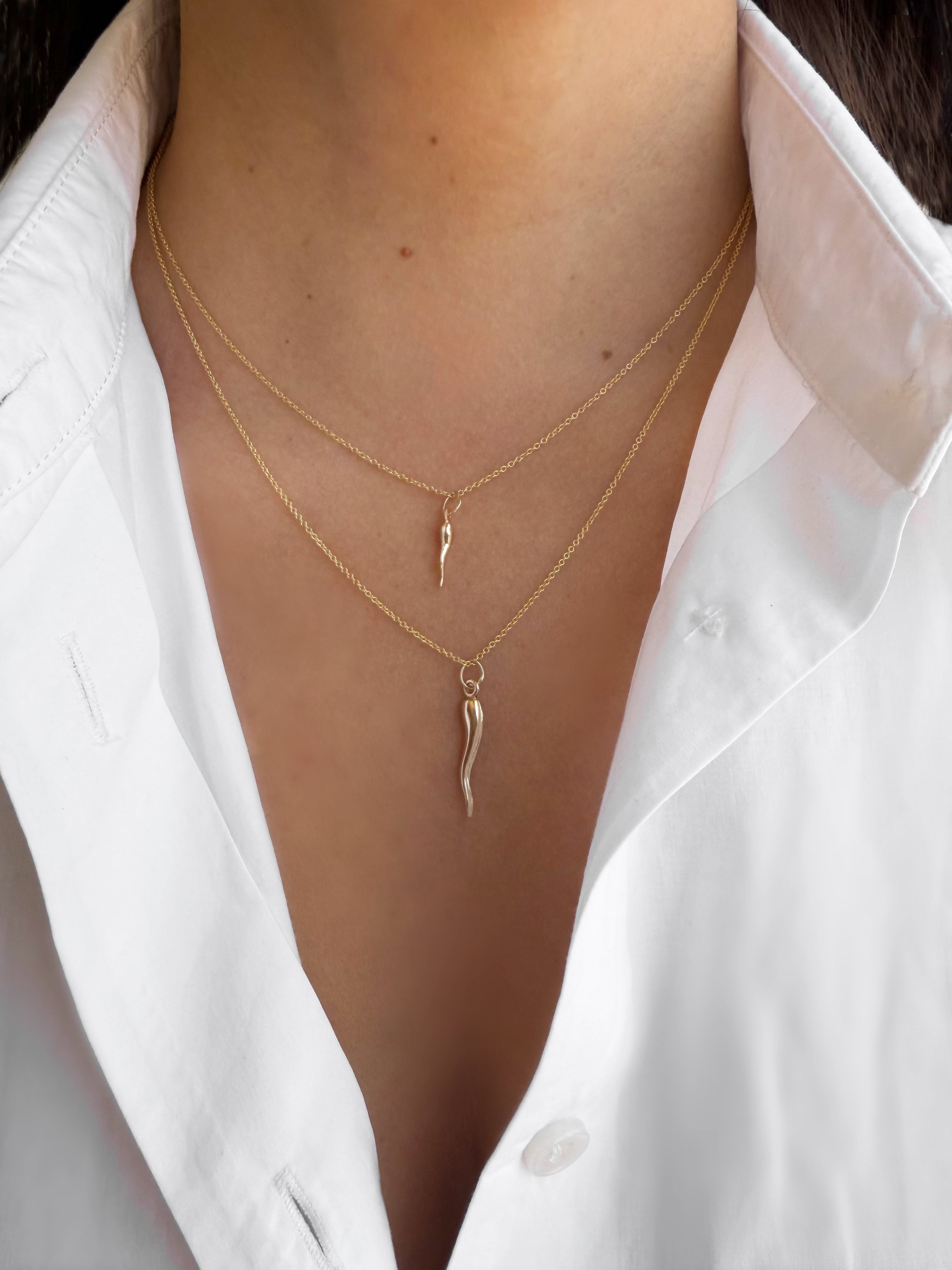 14K Gold Italian Horn Necklace Zoe Lev Jewelry