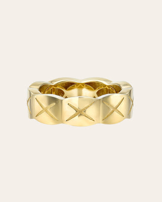 14K Gold Large Cross Hatch Band