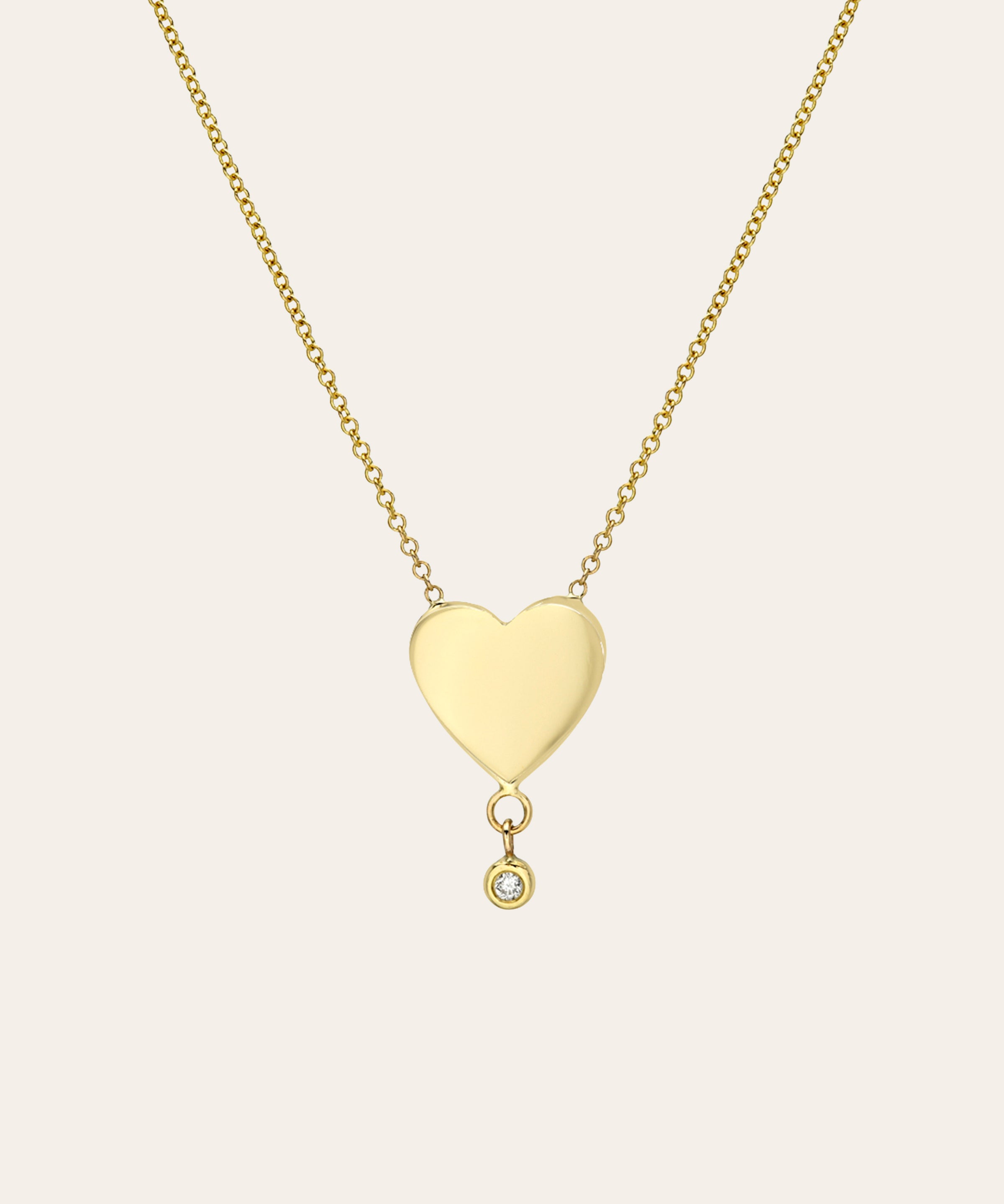 14K Gold Large Heart with Mini Birthstone Bezel Drop Zoe Lev Jewelry