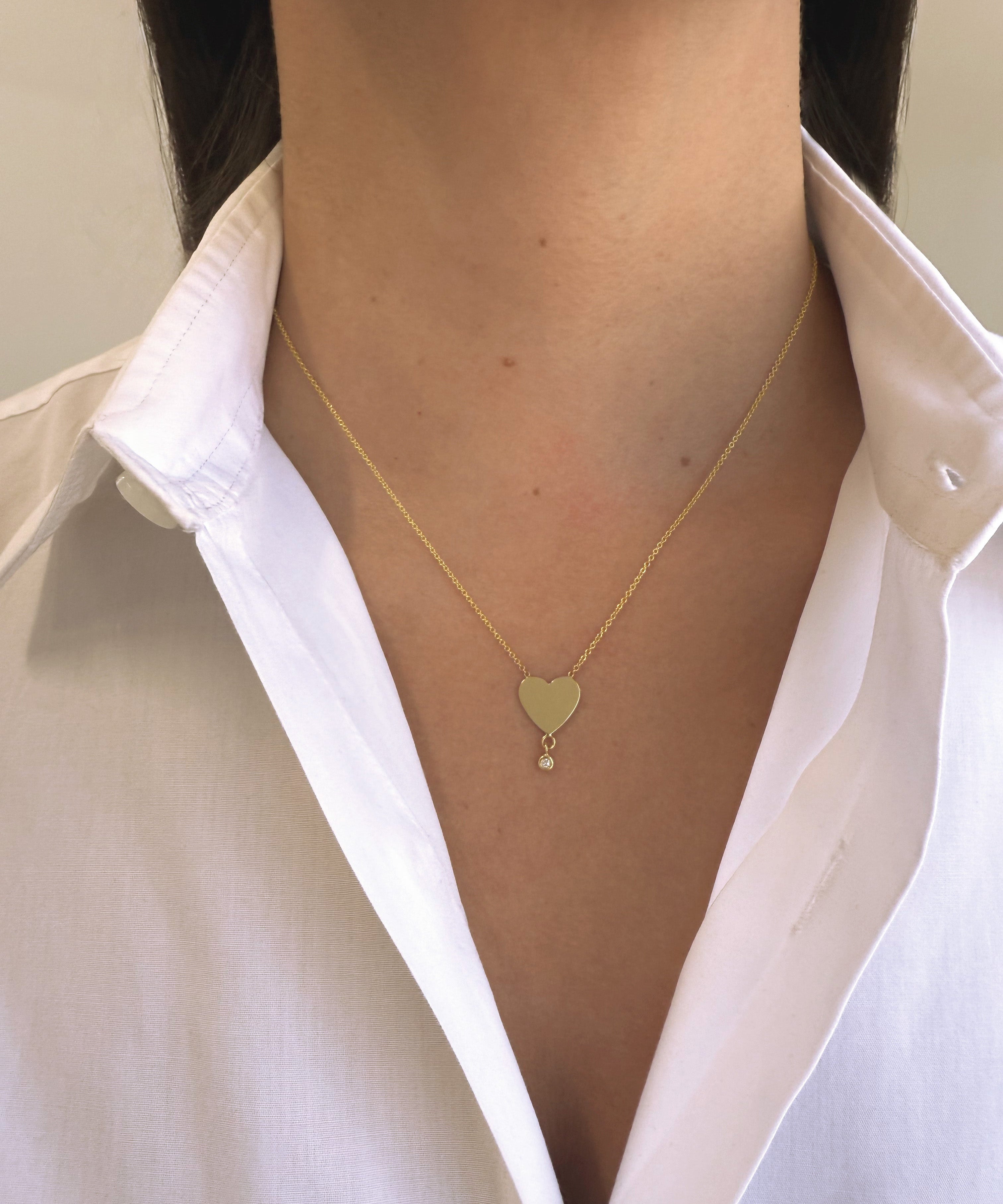 14K Gold Large Heart with Mini Birthstone Bezel Drop Zoe Lev Jewelry