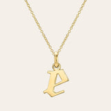 14K Gold Lowercase Gothic Initial Necklace Personalized Zoe Lev Jewelry