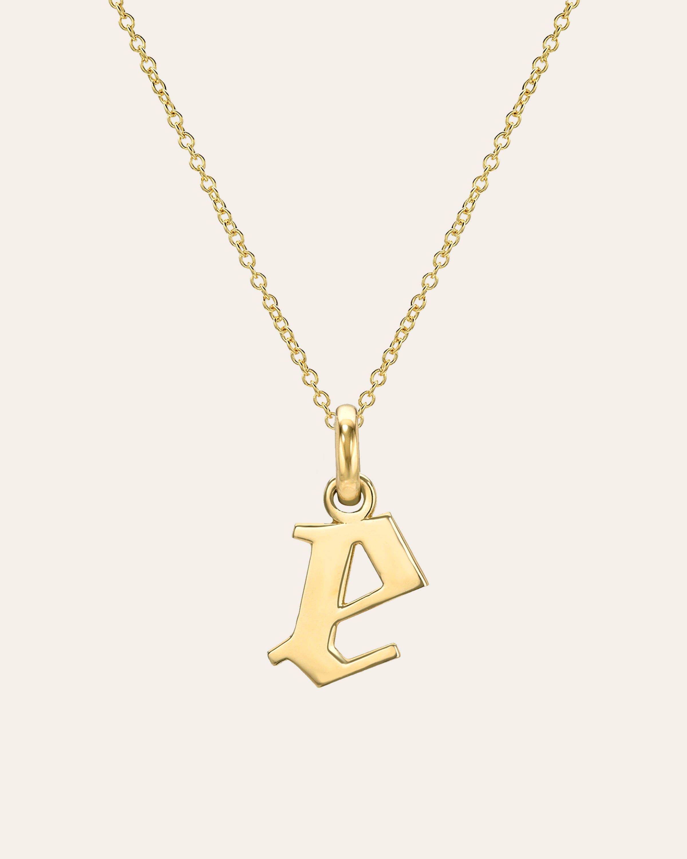 14K Gold Lowercase Gothic Initial Necklace Personalized Zoe Lev Jewelry