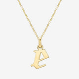 14K Gold Lowercase Gothic Initial Necklace Personalized Zoe Lev Jewelry