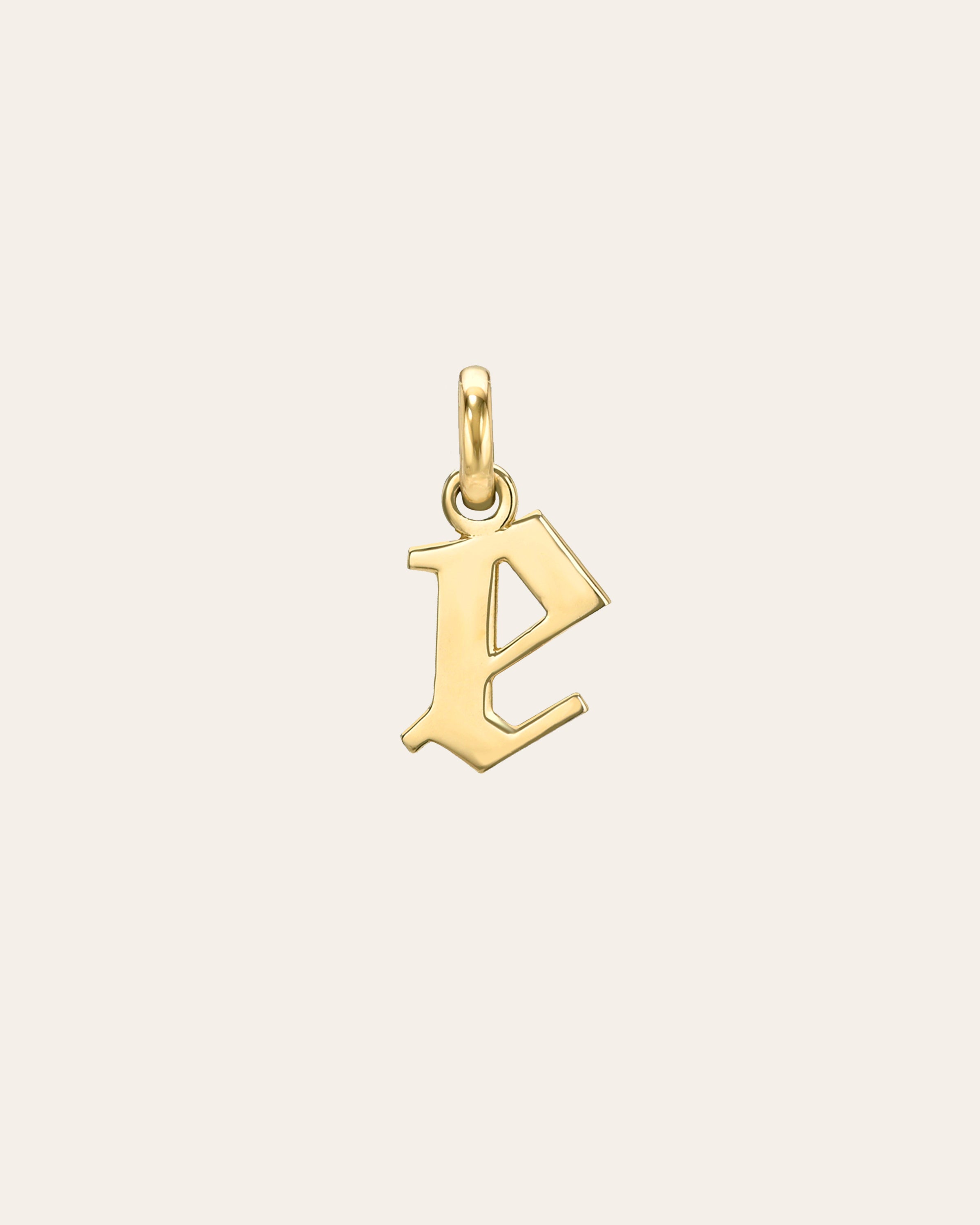 14K Gold Lowercase Gothic Initial Pendant Personalized Zoe Lev Jewelry