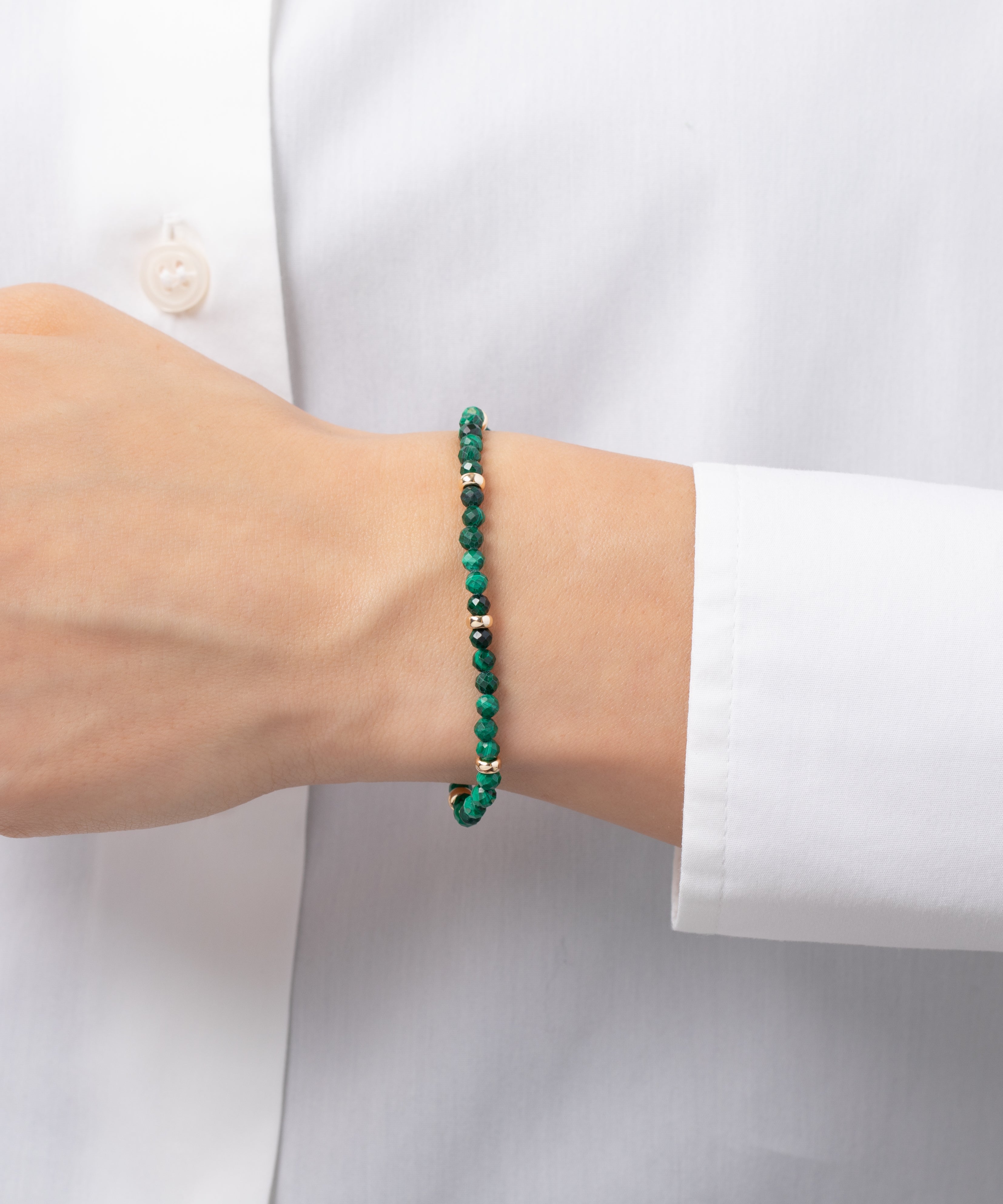 14K Gold Malachite Segment Bead Bracelet Zoe Lev Jewelry