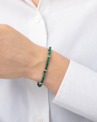 14K Gold Malachite Segment Bead Bracelet