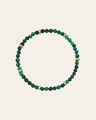 14K Gold Malachite Segment Bead Bracelet