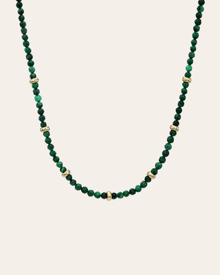 14K Gold Malachite Segment Bead Necklace