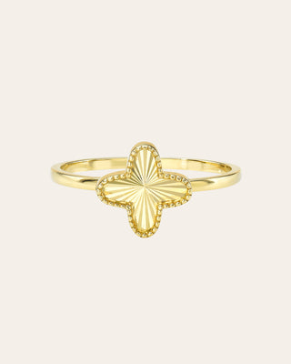 14K Gold Milgrain Clover Ring