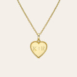 14K Gold Milgrain Heart Necklace Personalized Zoe Lev Jewelry