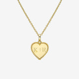 14K Gold Milgrain Heart Necklace Personalized Zoe Lev Jewelry