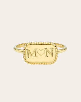 14K Gold Milgrain Plate Ring