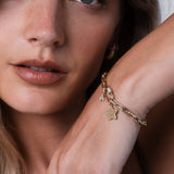 14k Gold Large Open Link Chain with Diamond Carabiner Bracelet Chains Zoe Lev Jewelry