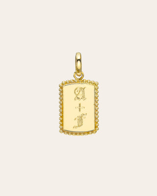 14K Gold Milgrain Tag Pendant