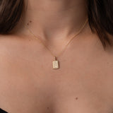 14K Gold Milgrain Tag Pendant Personalized Zoe Lev Jewelry