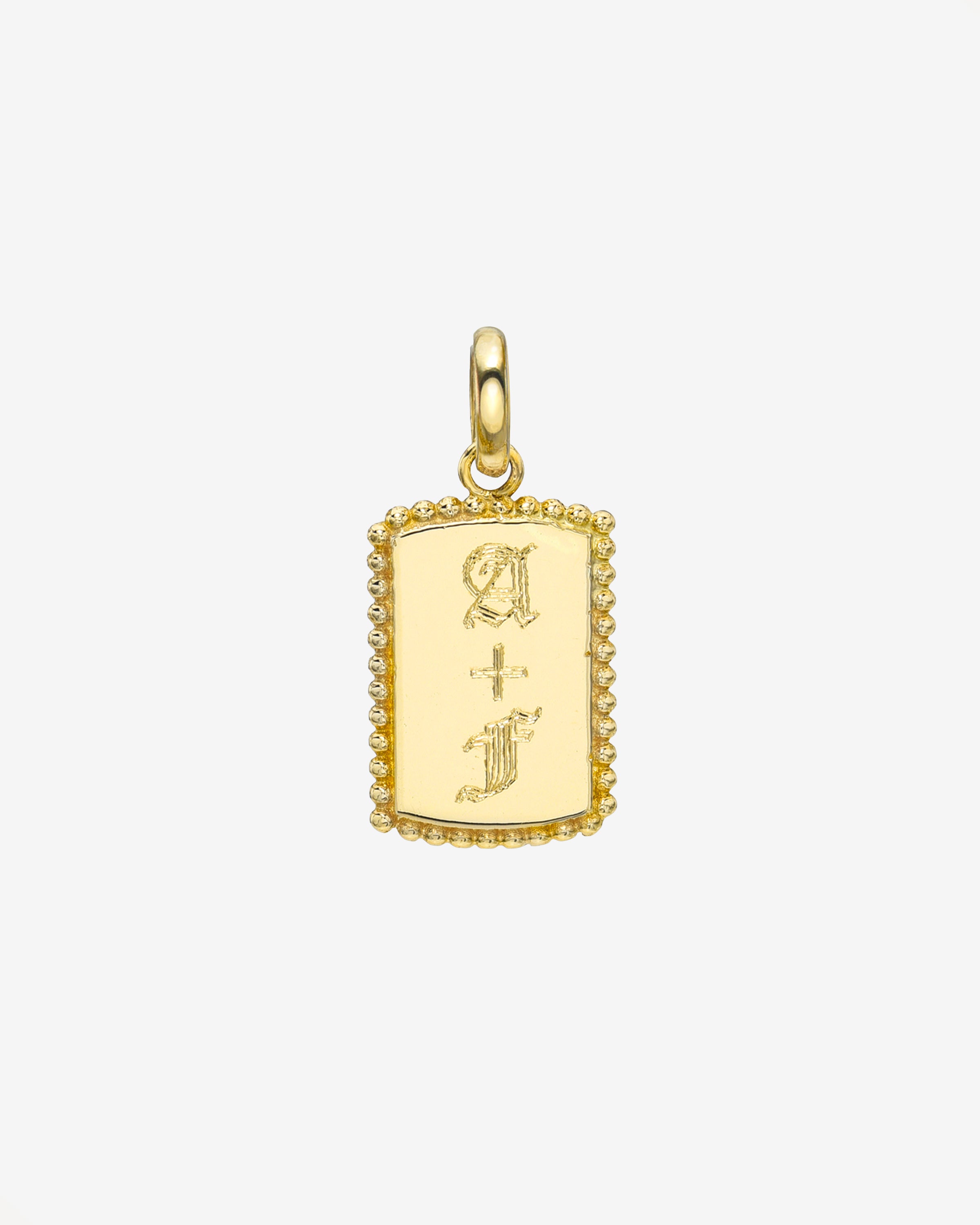 14K Gold Milgrain Tag Pendant Personalized Zoe Lev Jewelry