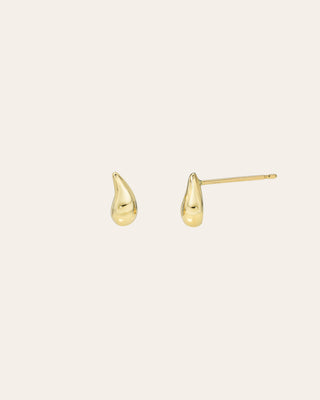 14K Gold Mini Teardrop Stud Earrings