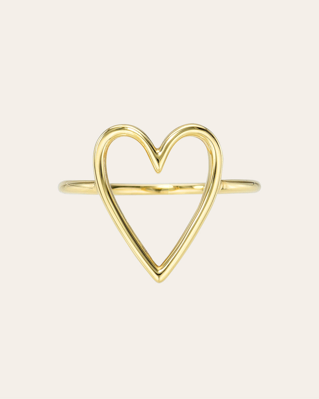 14K Gold Open Heart Ring