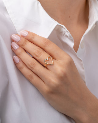 14K Gold Open Heart Ring