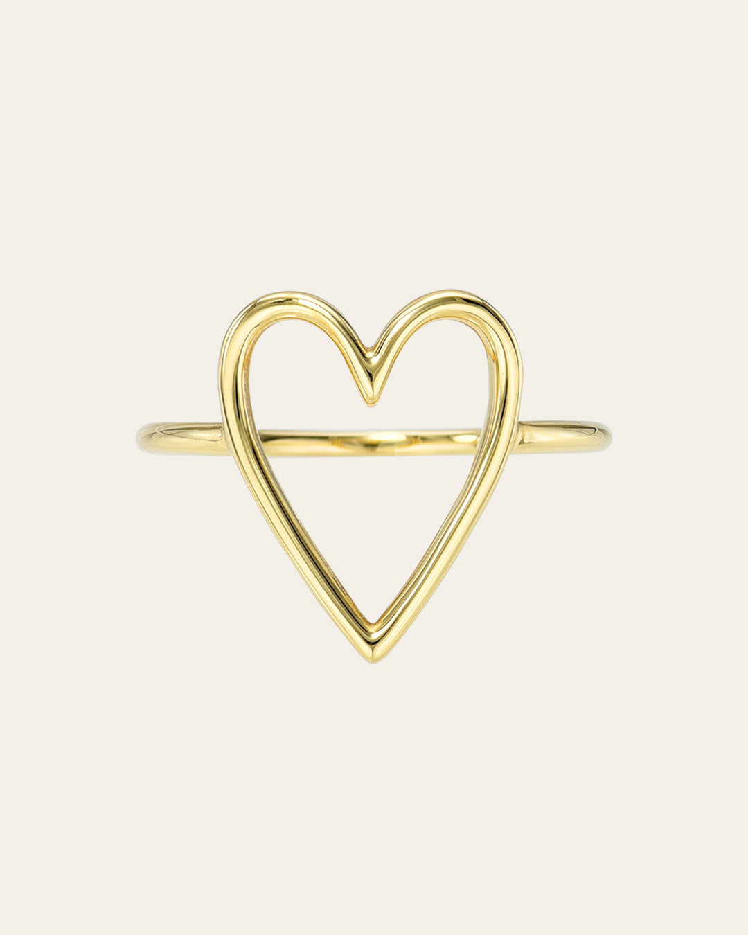 Key Rings Gold Heart 14K Gold Open Heart Ring - Zoe Lev Jewelry