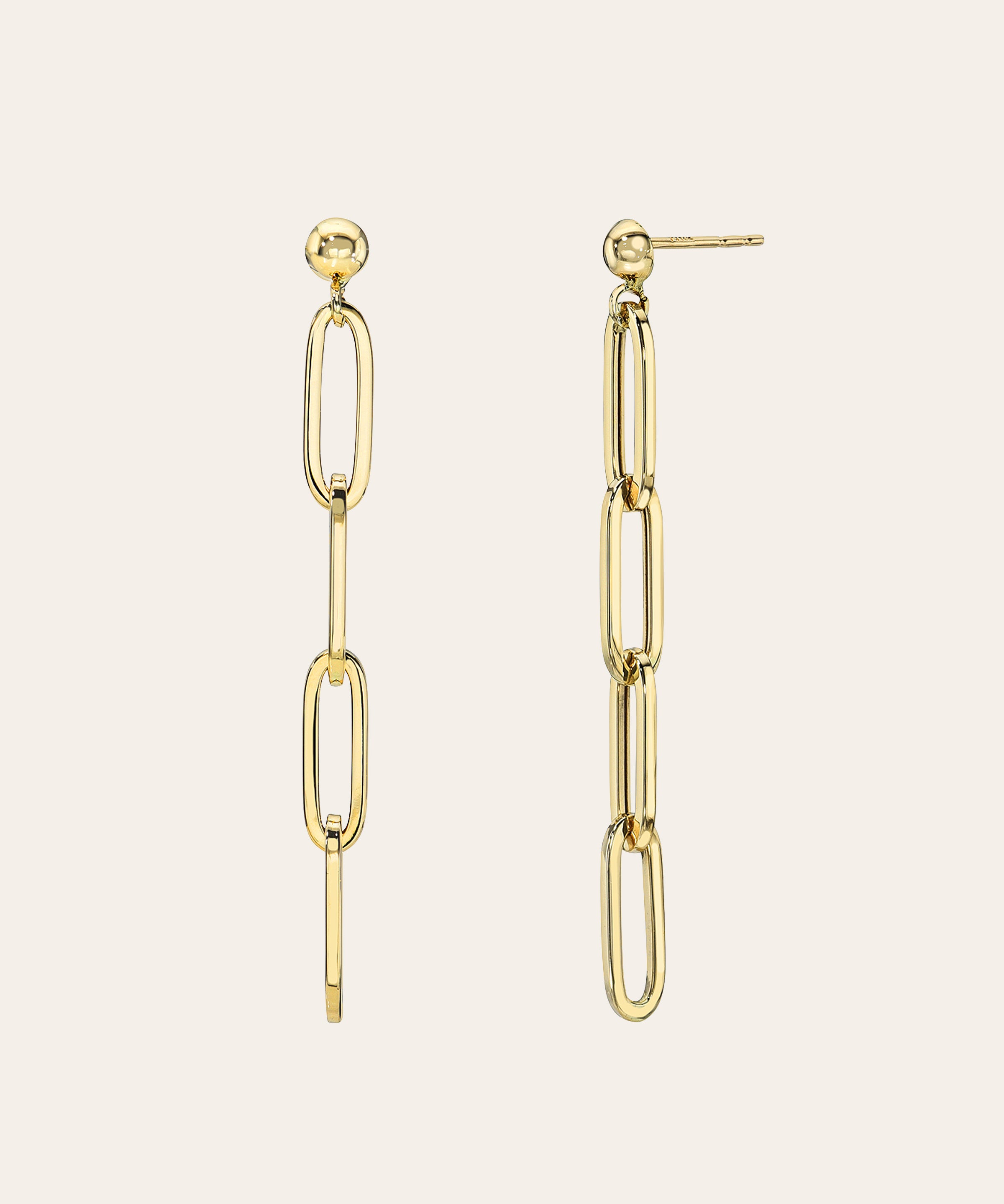 14K Gold Paper Clip Chain Stud Earrings Studs Zoe Lev Jewelry