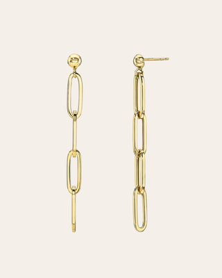 14K Gold Paper Clip Chain Stud Earrings