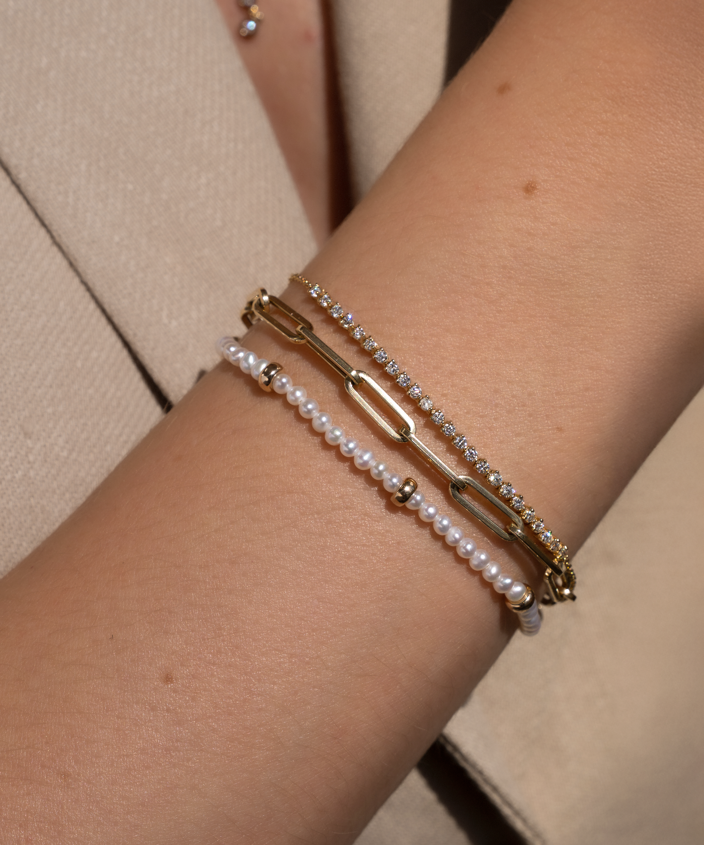 14K Gold Pearl Segment Bead Bracelet Bead Bracelets Zoe Lev Jewelry