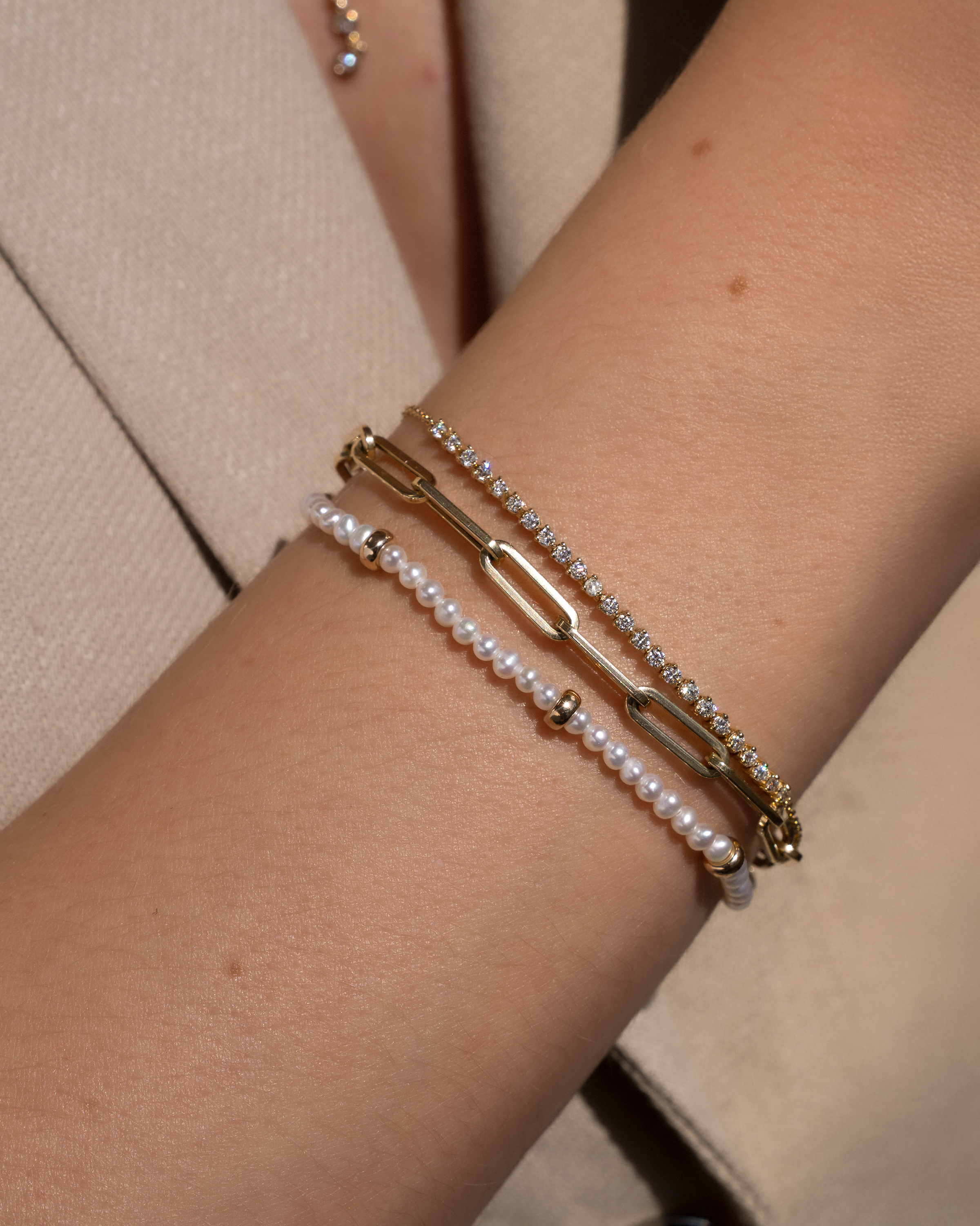 14K Gold Pearl Segment Bead Bracelet Bead Bracelets Zoe Lev Jewelry