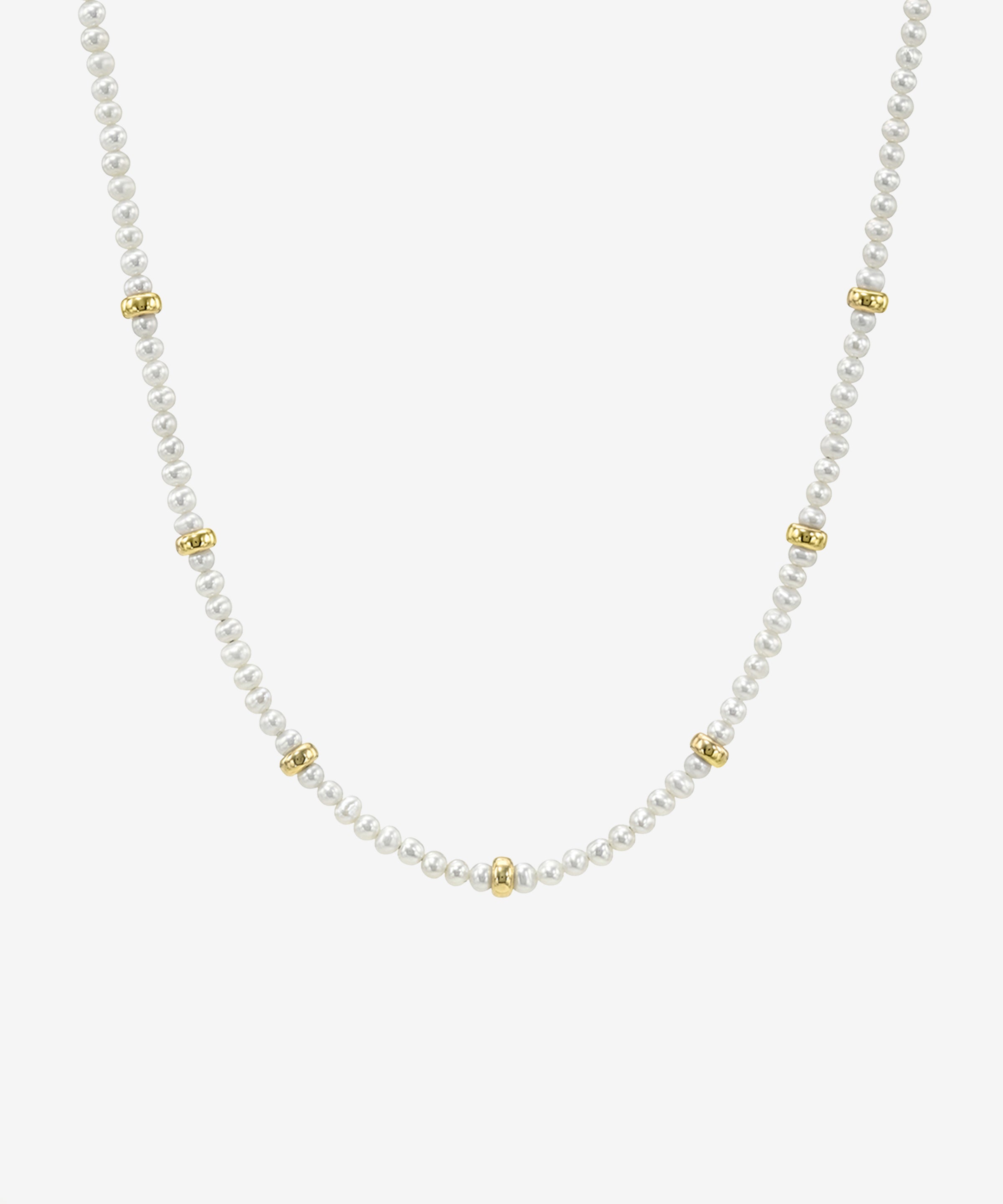 14K Gold Pearl Segment Bead Necklace Zoe Lev Jewelry