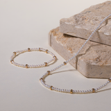 14K Gold Pearl Segment Bead Necklace Zoe Lev Jewelry