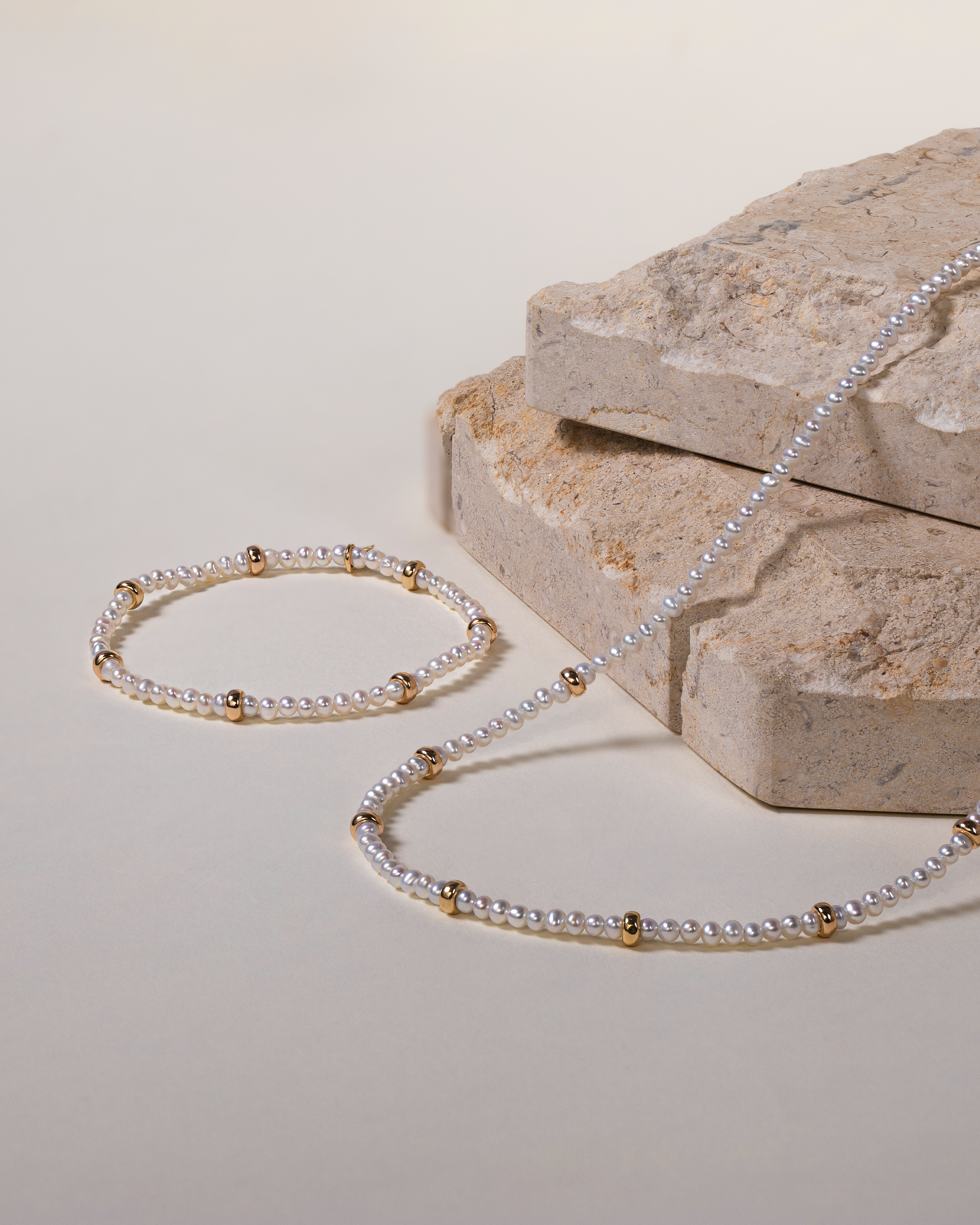 14K Gold Pearl Segment Bead Necklace Zoe Lev Jewelry